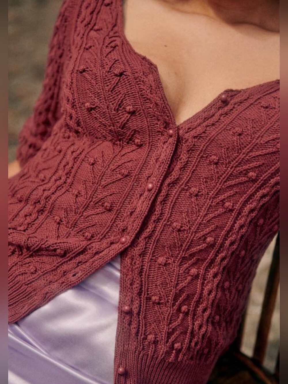 Sezane Rosewood Beryl Cotton Cardigan Knit Sweater Pink Red Extra Small - Picture 2 of 6